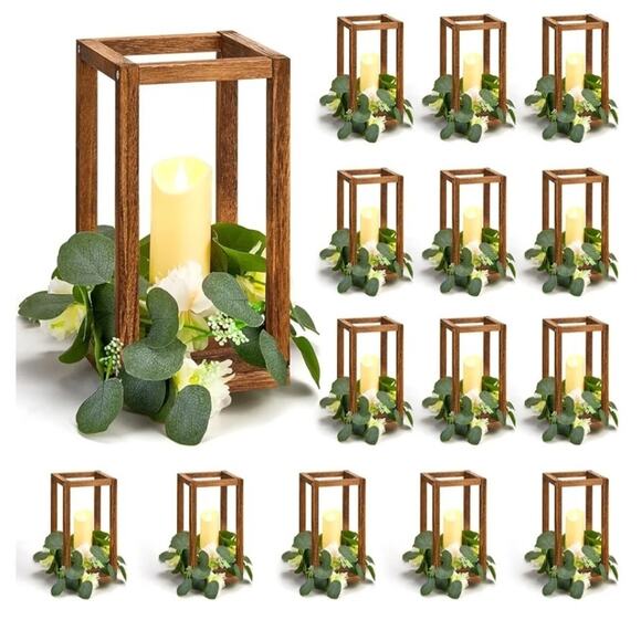 45 Pcs Wooden Wedding Lantern Eucalyptus Candle Center Piece (15 Sets) by Sabary - Picture 1 of 7